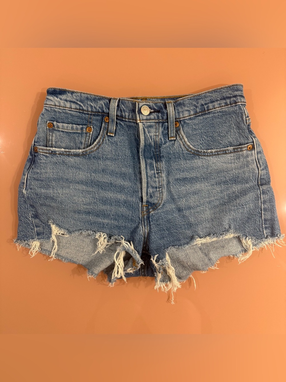 Levi’s Raw-Hem High Rise Denim Shorts